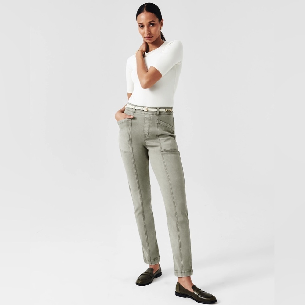 Spanx Stretch Twill Straight Leg Pant Sage Green Size XL